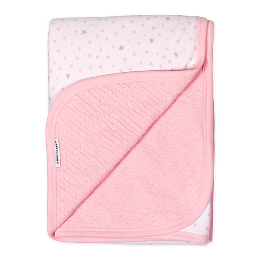 Alternate image 1 for The Honest Company Love Dot Receiving Blanket in White/Pink