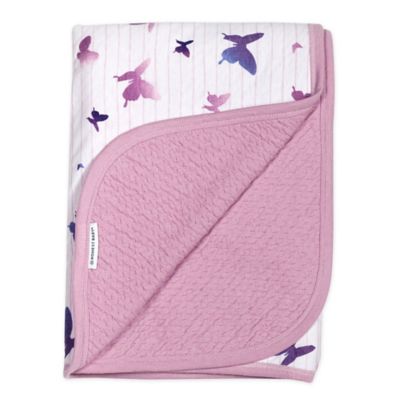 The Honest Company Butterfly Receiving Blanket in White/Lavender