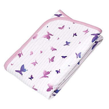 The Honest Company Butterfly Receiving Blanket in White/Lavender. View a larger version of this product image.