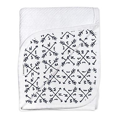 The Honest Company Honest Separates Organic Cotton Receiving Blanket in White/Blue. View a larger version of this product image.