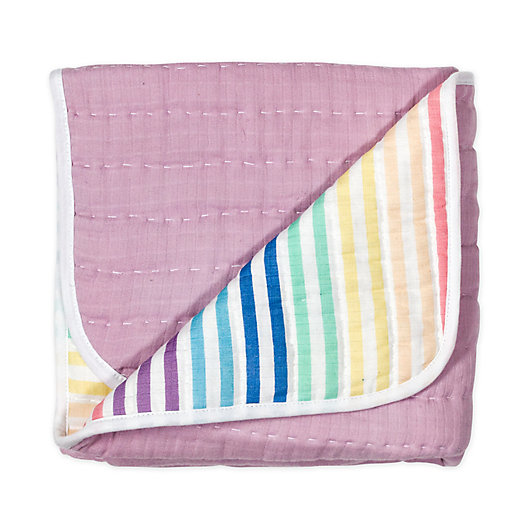 Alternate image 1 for The Honest Company® Rainbow Stripe Organic Cotton Quilted Blanket