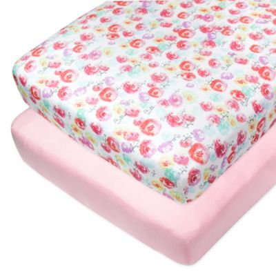 The Honest Company&reg; Rose Blossom 2-Pack Organic Cotton Fitted Crib Sheets