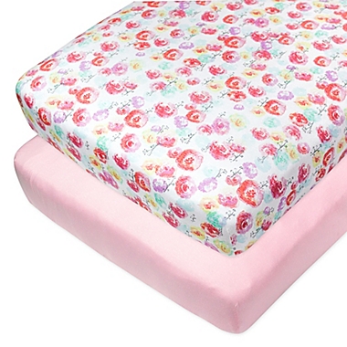 The Honest Company&reg; Rose Blossom 2-Pack Organic Cotton Fitted Crib Sheets. View a larger version of this product image.