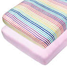 Alternate image 0 for The Honest Company&reg; Rainbow Stripe 2-Pack Organic Cotton Fitted Crib Sheets