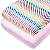 The Honest Company&reg; Rainbow Stripe 2-Pack Organic Cotton Fitted Crib Sheets