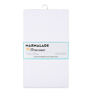 Marmalade&trade; Cotton Jersey Knit Fitted Crib Sheet in White. View a larger version of this product image.