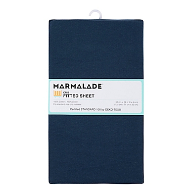 Marmalade&trade; Cotton Jersey Knit Fitted Crib Sheet in Navy. View a larger version of this product image.