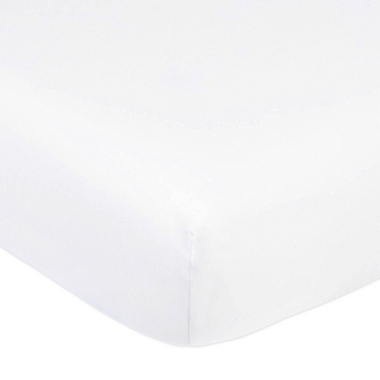 Marmalade&trade; Woven Cotton Fitted Crib Sheet in White. View a larger version of this product image.