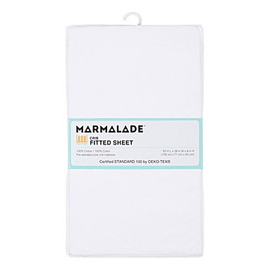 Marmalade&trade; Woven Cotton Fitted Crib Sheet in White. View a larger version of this product image.