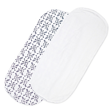 The Honest Company&reg; Patterned Changing Pad Liner in White/Blue. View a larger version of this product image.