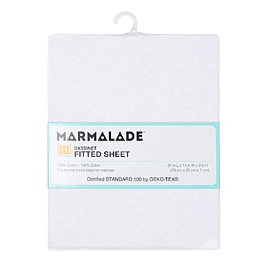 Marmalade&trade; Knit Cotton Bassinet Sheet in White. View a larger version of this product image.