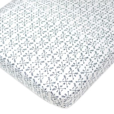 The Honest Company&reg; Compass Organic Cotton Fitted Crib Sheet in White/Blue