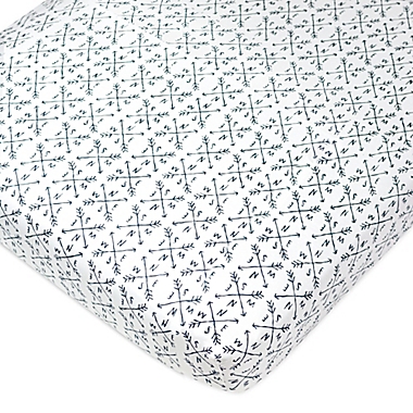 The Honest Company&reg; Compass Organic Cotton Fitted Crib Sheet in White/Blue. View a larger version of this product image.