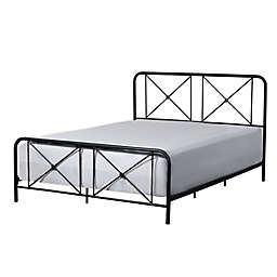 Hillsdale Furniture Williamsburg Queen Metal Panel Bed in Black with Sparkle