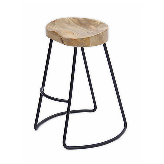 Wooden Saddle Seat Bar Stool In Brown, 24 Inch Black Wood Bar Stools