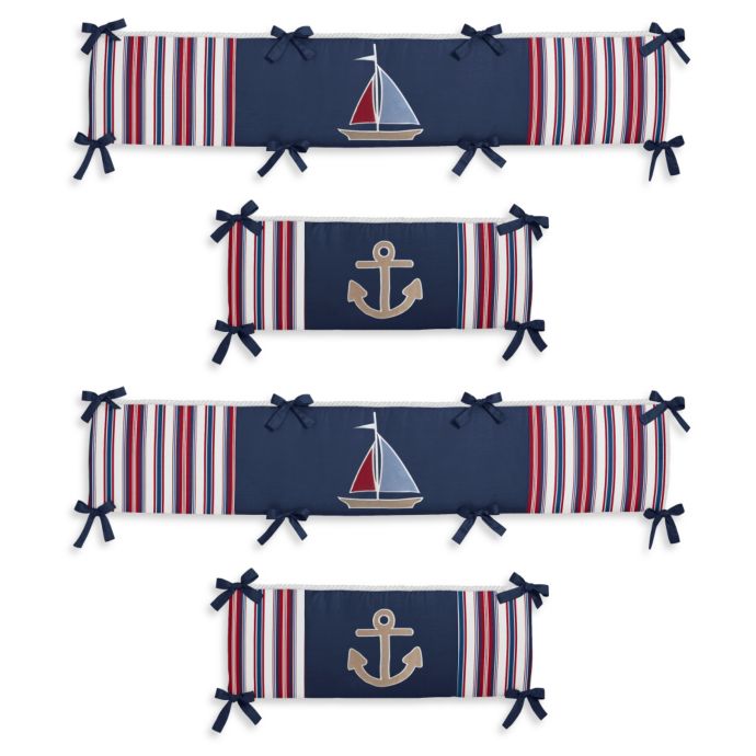 Sweet Jojo Designs Nautical Nights 4-Piece Crib Bumper Set ...