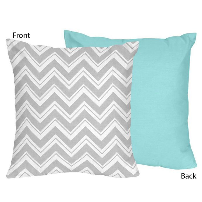 Sweet Jojo Designs Zig Zag Chevron Throw Pillow In Grey Turquoise