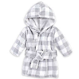 Hudson Baby® Size 0-9M Plaid Plush Robe in Grey/White