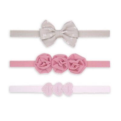 carter&#39;s&reg; 3-Pack Heart Bow Headwraps in Pink/Grey