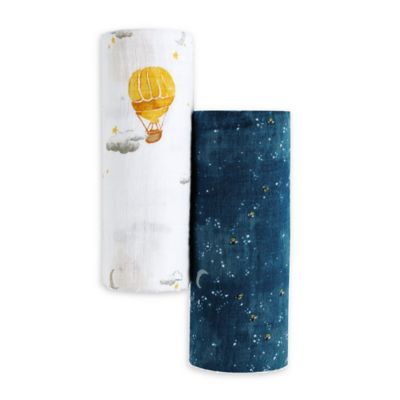 Malabar Baby 2-Pack Fly Me To The Moon Organic Cotton Swaddle Blankets
