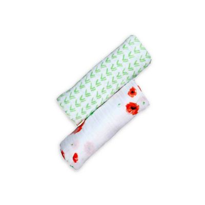 Malabar Baby 2-Pack Poppyfield Grass Organic Cotton Swaddle Blankets