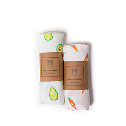 Malabar Baby 2-Pack First Foods Organic Cotton Swaddle Blankets