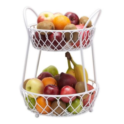 Gourmet Basics By Mikasa&reg; Iron 2-Tier Fruit Basket/Hanger in White