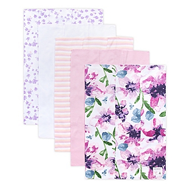 Burt&#39;s Bees&reg; 5-Piece Burp Cloth Set in Lilac. View a larger version of this product image.