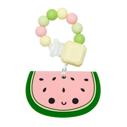 Loulou Lollipop® Watermelon Teething Ring with Clip in Pink/Green Bed Bath & Beyond