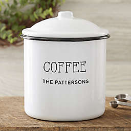 Kitchen Text Enamled Canister in White