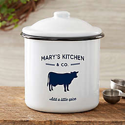 Farmhouse Kitchen Small Enameled Canister in White