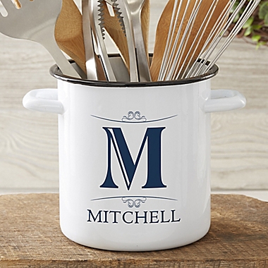 Elegant Stainless Steel Utensil Holder in White. View a larger version of this product image.