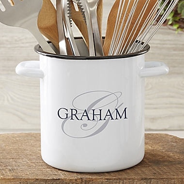 The Heart Home Stainless Steel Utensil Holder in White. View a larger version of this product image.