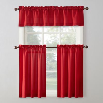 No.918&reg; Martine 36-Inch Window Curtain Tier Pair and Valance in Red