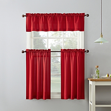 No.918&reg; Martine 36-Inch Window Curtain Tier Pair and Valance in Red. View a larger version of this product image.