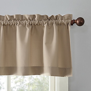 No.918&reg; Martine 36-Inch Window Curtain Tier Pair and Valance in Taupe. View a larger version of this product image.