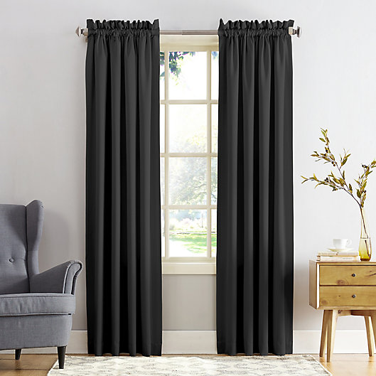 Alternate image 1 for Sun Zero® Bella 95-Inch Curtain in Black (Single)