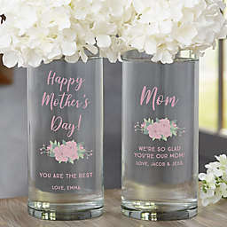 Floral Special Message Personalized 7.5" Cylinder Vase for Mom