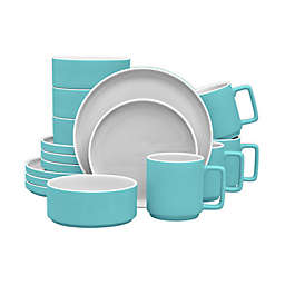 Noritake® ColorTrio Stax 16-Piece Dinnerware Set in Turquoise/Grey