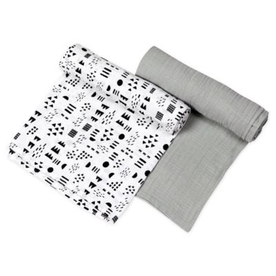 The Honest Company&reg; 2-Pack Pattern Play Organic Cotton Swaddle Blanket