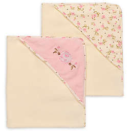 Little Me® 2-Pack Vintage Rose Hooded Towels in Pink