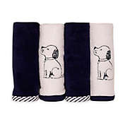 Little Me&reg; 4-Pack Puppy Woven Washcloths in Pink/Black