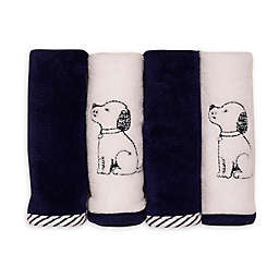 Little Me® 4-Pack Puppy Woven Washcloths in Pink/Black
