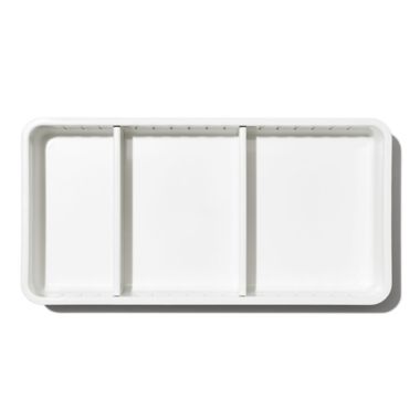 OXO&reg; Good Grips Large Adjustable Drawer Bin in White. View a larger version of this product image.