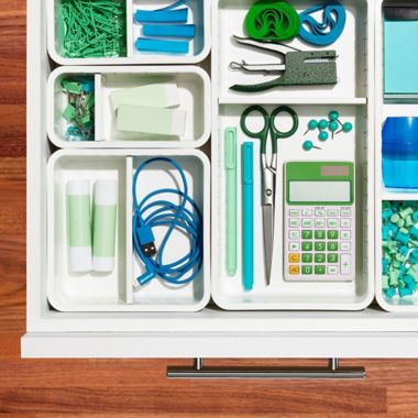 OXO&reg; Good Grips Large Adjustable Drawer Bin in White. View a larger version of this product image.