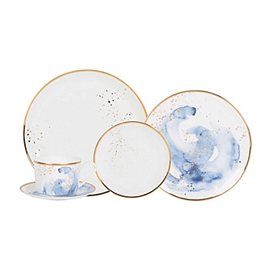 Olivia &amp; Oliver&trade; Harper Splatter Gold Dinnerware Collection in Blue. View a larger version of this product image.