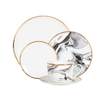 Olivia &amp; Oliver&trade; Harper Marble Gold Dinnerware Collection in Grey