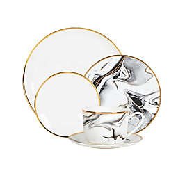 Olivia & Oliver™ Harper Marble Gold Dinnerware Collection in Grey