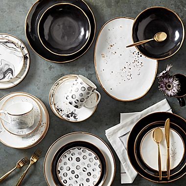 Olivia &amp; Oliver&trade; Harper Marble Gold Dinnerware Collection in Grey. View a larger version of this product image.