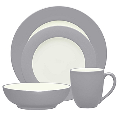 Noritake&reg; Colorwave Rim 4-Piece Place Setting in Slate. View a larger version of this product image.